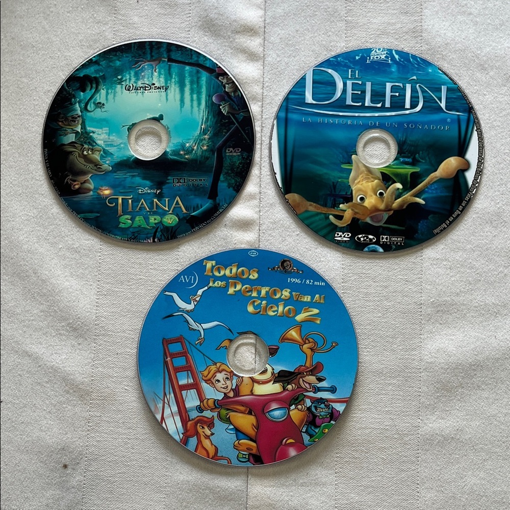 Disney and Animated Movie Bundle of 3 DVDs In Spanish